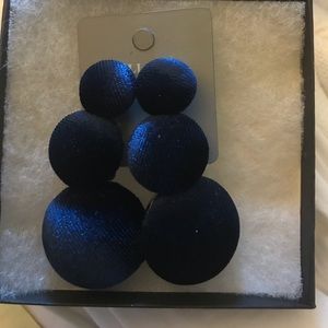 Beautiful Rich Navy Statement Earrings Light Post